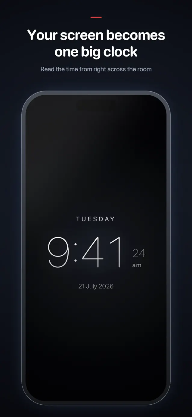 Big Time Clock showing the time full screen in large white numerals