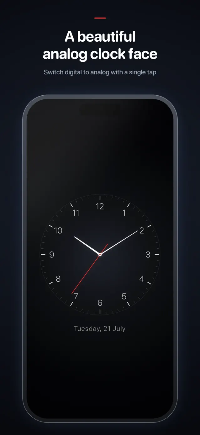 The Big Time Clock analog face with a sweeping red second hand