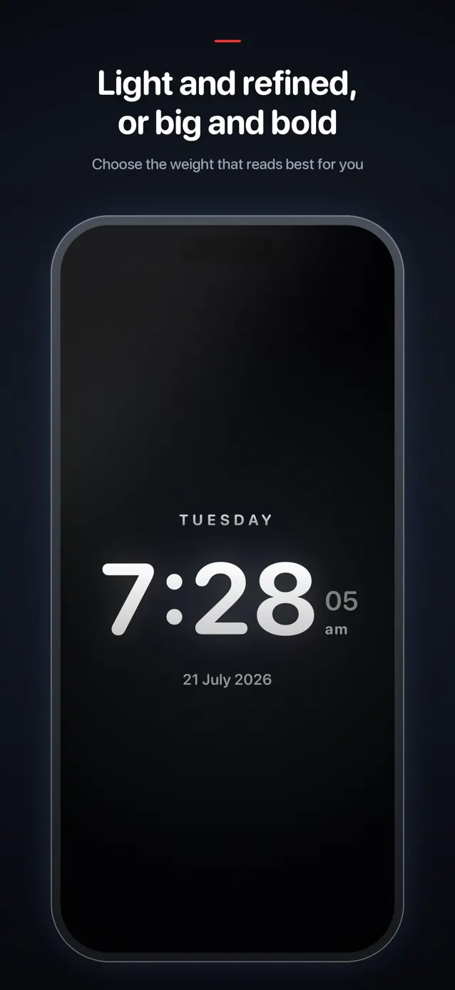 Light and bold typography options in Big Time Clock