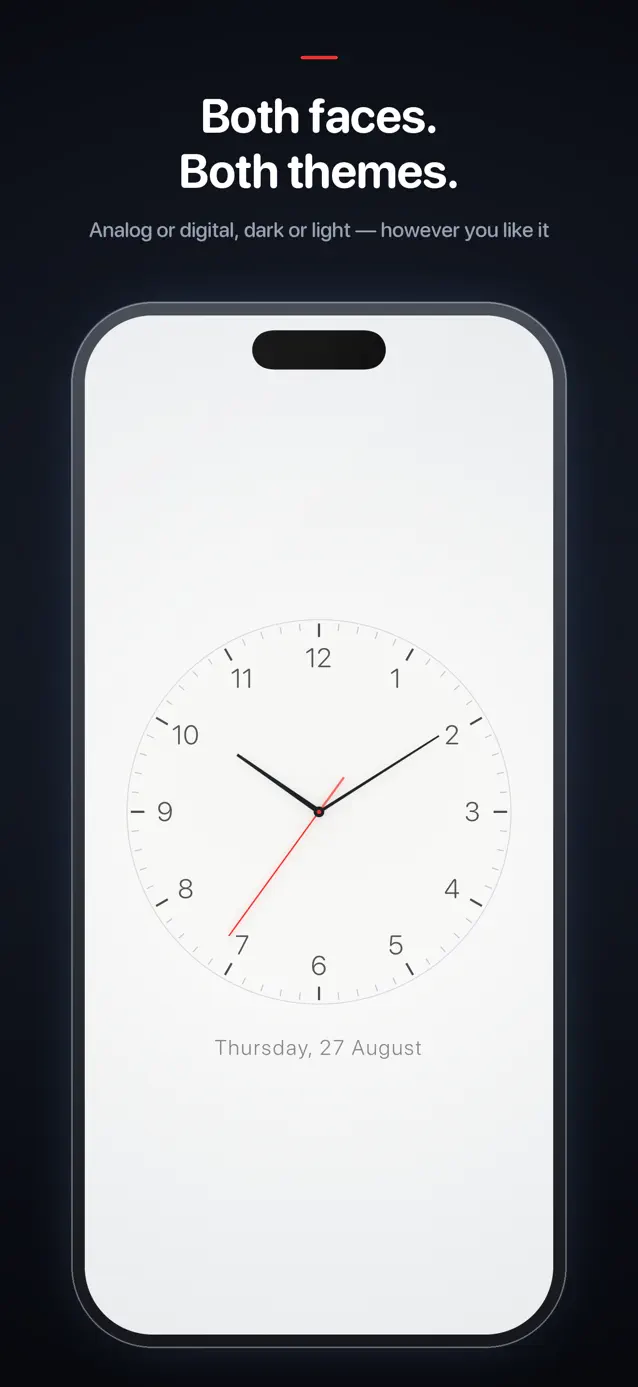 The analog face in Big Time Clock's light theme