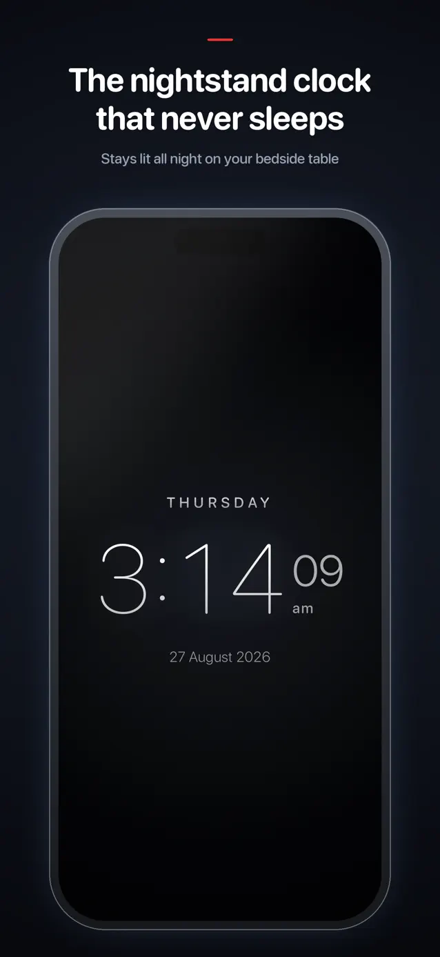 Big Time Clock's dark theme, made to stay lit all night on a bedside table