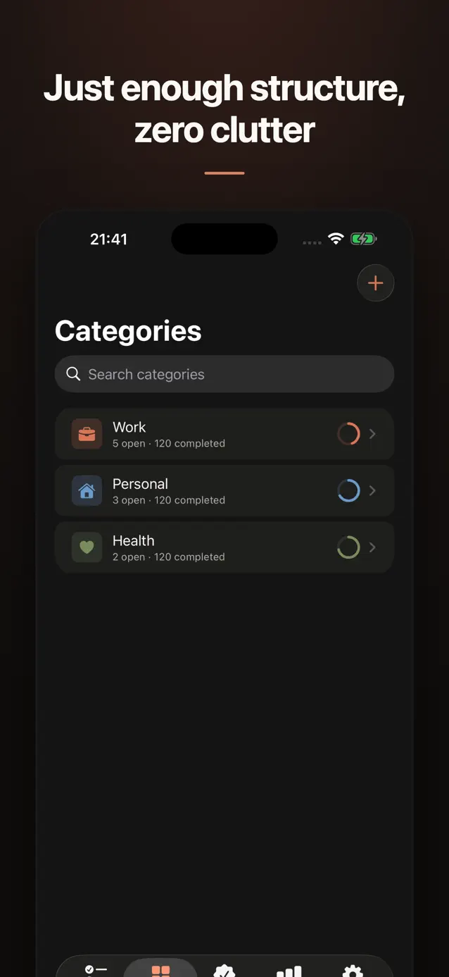 Lume’s clean, simple task capture screen