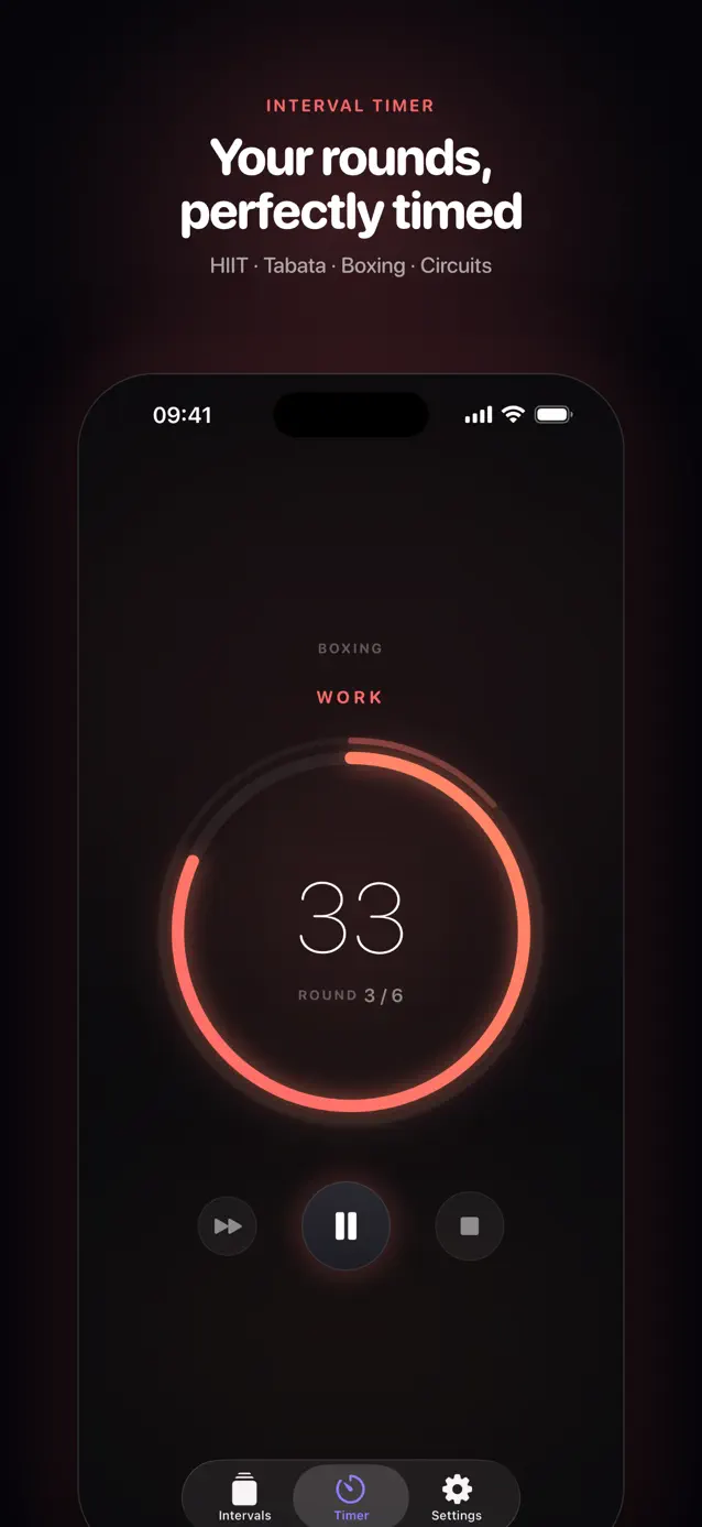 Surge, the interval timer, running on iPhone