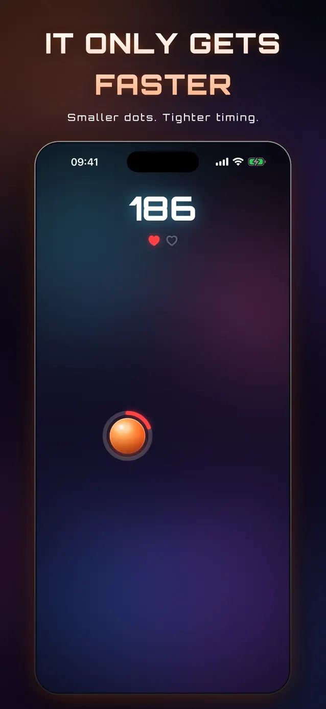 Dots speeding up as a Tap Dot Tap run continues